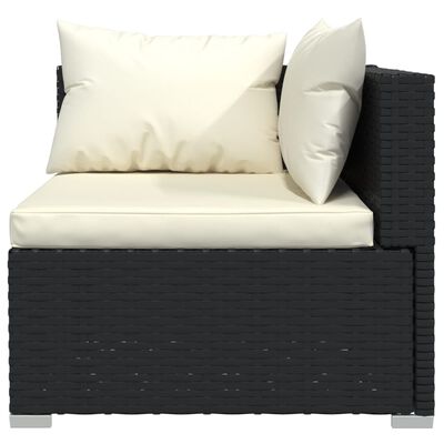 vidaXL 7-tlg. Garten-Lounge-Set mit Kissen Poly Rattan Schwarz