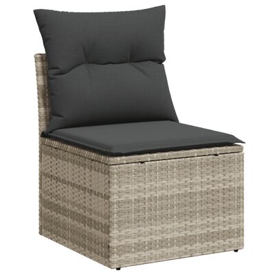 vidaXL 6-tlg. Garten-Sofagarnitur mit Kissen Hellgrau Poly Rattan