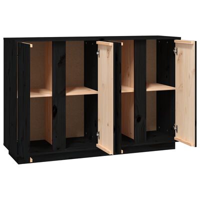 vidaXL Sideboard Schwarz 120x35x80 cm Massivholz Kiefer