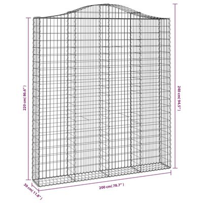 vidaXL Gabionen mit Hochbogen 2 Stk. 200x30x220/240cm Verzinktes Eisen