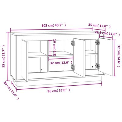 vidaXL Sideboard Weiß 102x35x55 cm Holzwerkstoff