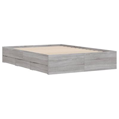 vidaXL Bettgestell mit Schubladen Grau Sonoma 135x190 cm Holzwerkstoff