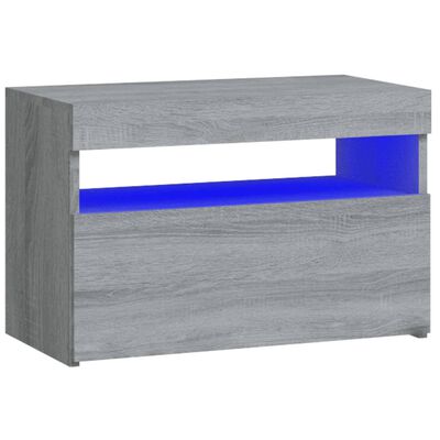 vidaXL Nachttisch mit LED-Leuchten Grau Sonoma 60x35x40 cm