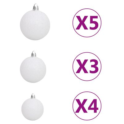 vidaXL Künstlicher Weihnachtsbaum Klappbar 150 LEDs & Kugeln 150 cm