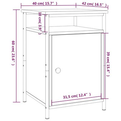 vidaXL Nachttisch Braun Eichen-Optik 40x42x60 cm Holzwerkstoff