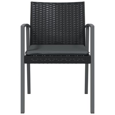 vidaXL Gartenstühle mit Kissen 4 Stk. Schwarz 56,5x57x83cm Poly Rattan