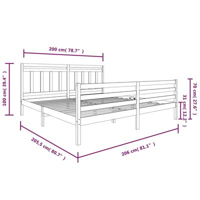 vidaXL Massivholzbett Weiß 200x200 cm