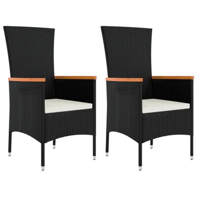 vidaXL 3-tlg. Garten-Lounge-Set Schwarz Poly Rattan & Stahl