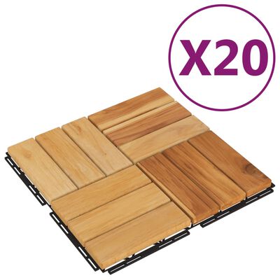 vidaXL Terrassenfliesen 20 Stk. 30x30 cm Massivholz Teak