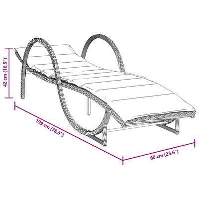 vidaXL Sonnenliege mit Auflage Braun 60x199x42 cm Poly Rattan