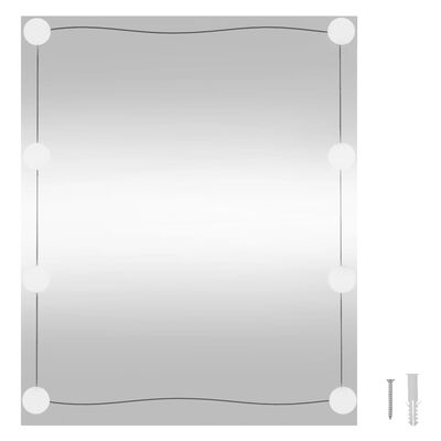 vidaXL Wandspiegel mit LED-Leuchten 50x60 cm Glas Rechteckig