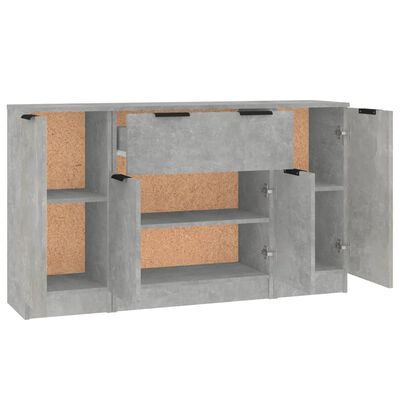 vidaXL Sideboards 3 Stk. Betongrau Holzwerkstoff