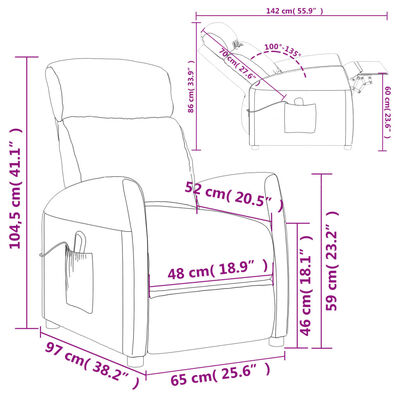 vidaXL Massagesessel Dunkelgrau Stoff