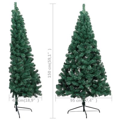 vidaXL Künstlicher Halb-Weihnachtsbaum Beleuchtung Kugeln Grün 150 cm