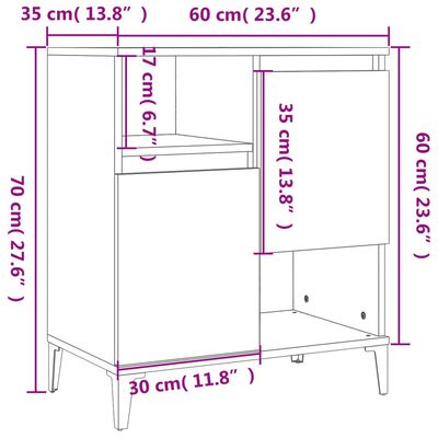 vidaXL Sideboards 3 Stk. Schwarz 60x35x70 cm Holzwerkstoff