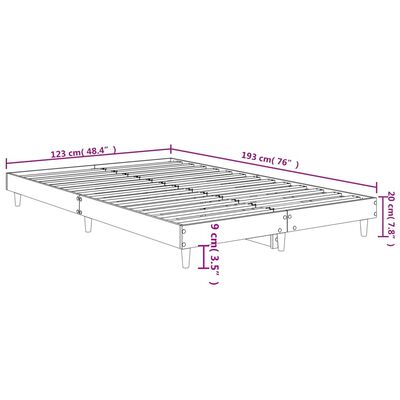 vidaXL Bettgestell ohne Matratze Sonoma-Eiche 120x190 cm Holzwerkstoff