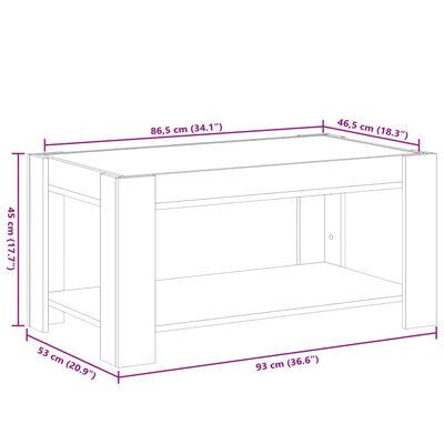 vidaXL LED-Couchtisch Schwarz 93x53x45 cm Holzwerkstoff