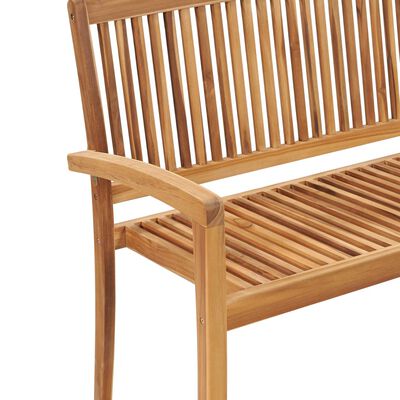 vidaXL Stapelbare Gartenbank mit Auflage 128,5 cm Massivholz Teak