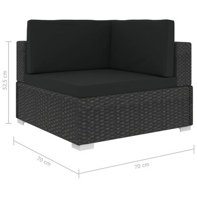 vidaXL 5-tlg. Garten-Lounge-Set mit Auflagen Poly Rattan Schwarz