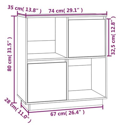 vidaXL Sideboard Weiß 74x35x80 cm Massivholz Kiefer