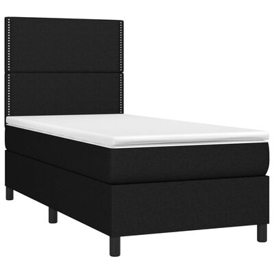 vidaXL Boxspringbett mit Matratze & LED Schwarz 100x200 cm Stoff