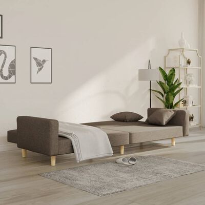 vidaXL Schlafsofa 2-Sitzer mit 2 Kissen Taupe Stoff