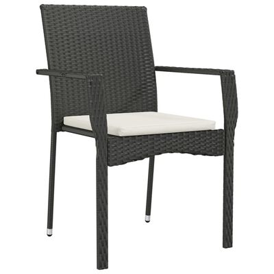 vidaXL 5-tlg. Garten-Essgruppe mit Kissen Schwarz Poly Rattan