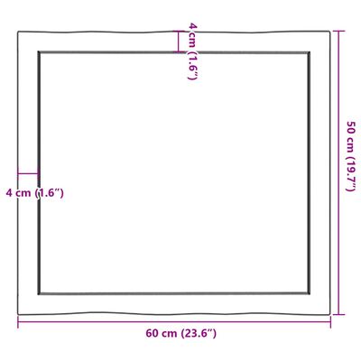 vidaXL Tischplatte 60x50x(2-4) cm Massivholz Behandelt Baumkante