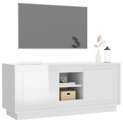 vidaXL TV-Schrank Hochglanz-Weiß 102x35x45 cm Holzwerkstoff