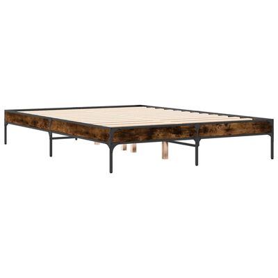 vidaXL Bettgestell Räuchereiche 120x190 cm Holzwerkstoff und Metall