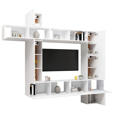 vidaXL 9-tlg. TV-Schrank-Set Weiß Holzwerkstoff