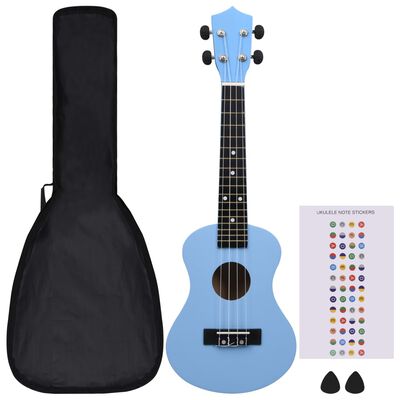 vidaXL Sopran-Ukulele-Set mit Tasche für Kinder Babyblau 23"