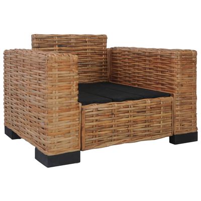 vidaXL Sessel mit Kissen Natürliches Rattan