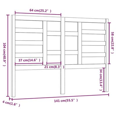 vidaXL Bett-Kopfteil Weiß 141x4x104 cm Massivholz Kiefer