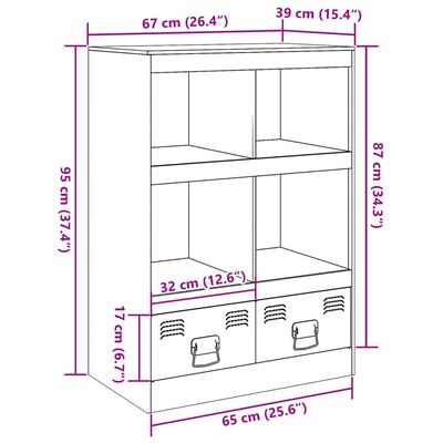 vidaXL Highboard Weiß 67x39x95 cm Stahl