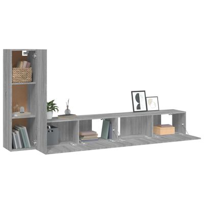 vidaXL 3-tlg. TV-Schrank-Set Grau Sonoma Holzwerkstoff