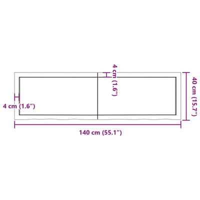 vidaXL Waschtischplatte Hellbraun 140x40x(2-4) cm Massivholz Behandelt