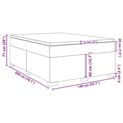 vidaXL Boxspringbett mit Matratze Dunkelgrau 140x200 cm Samt