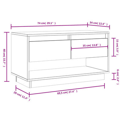 vidaXL TV-Schrank 74x34x40 cm Massivholz Kiefer