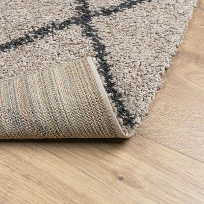 vidaXL Teppich Shaggy Hochflor Modern Beige und Anthrazit 140x200 cm