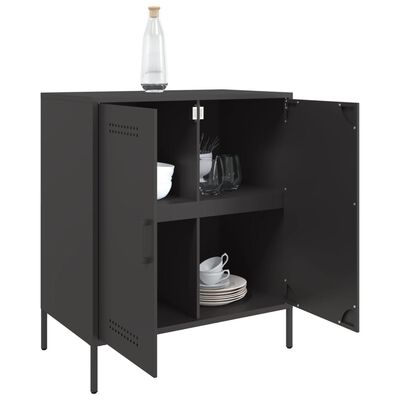 vidaXL Sideboard Schwarz 68x39x79 cm Stahl