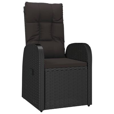 vidaXL 9-tlg. Garten-Essgruppe mit Kissen Schwarz Poly Rattan