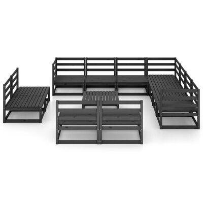 vidaXL 12-tlg. Garten-Lounge-Set Schwarz Massivholz Kiefer