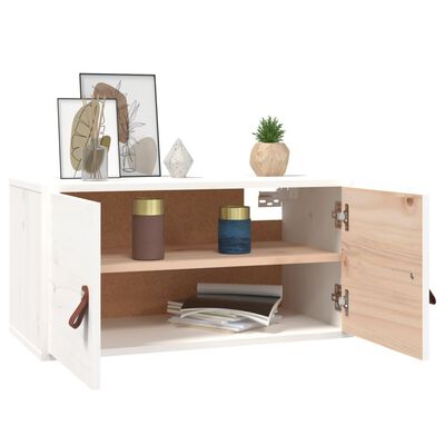 vidaXL Wandschrank Weiß 60x30x30 cm Massivholz Kiefer