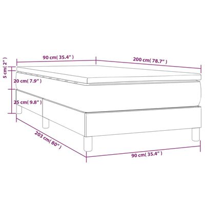 vidaXL Boxspringbett mit Matratze Hellgrau 90x200 cm Stoff