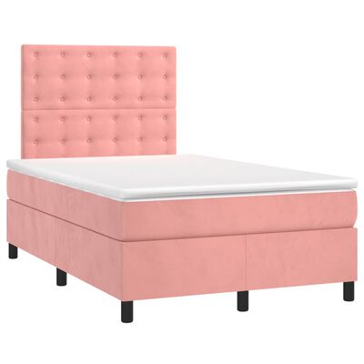 vidaXL Boxspringbett mit Matratze Rosa 120x200 cm Samt