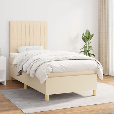 vidaXL Boxspringbett mit Matratze Creme 80x200 cm Stoff