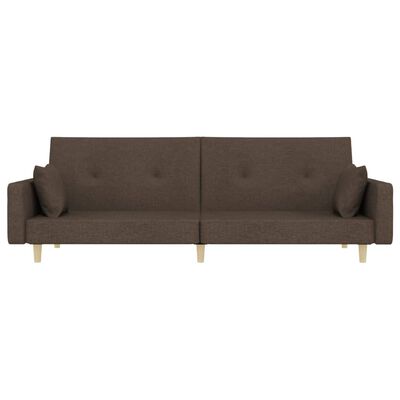 vidaXL Schlafsofa 2-Sitzer mit 2 Kissen Taupe Stoff