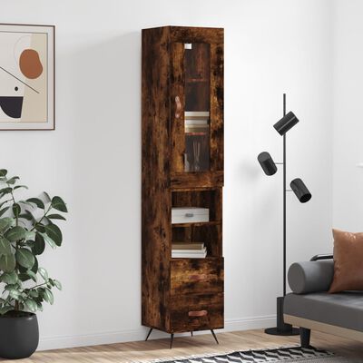 vidaXL Highboard Räuchereiche 34,5x34x180 cm Holzwerkstoff