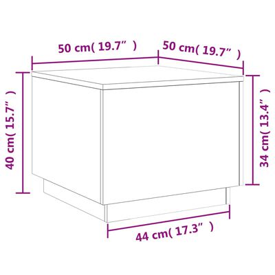 vidaXL Couchtisch mit LED-Leuchten Braun Eichen-Optik 50x50x40 cm